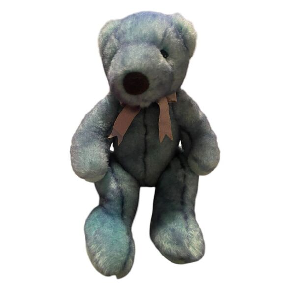 TY Blue Purple Beanie Buddies Classic Bluebeary Bear Stuffed Animal Plush 14" - Picture 2 of 9